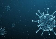Corona novel virus 3d polygonal text. Virus infections epidemic banner on blue background. Vector healthcare coronavirus illustration